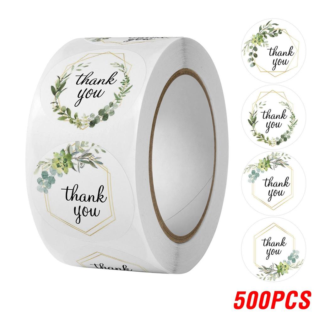 100-500pcs Thank You Round Sticker Scrapbook Envelope Seal Sticker Gift Flower Decoration Stationery Label Stickers