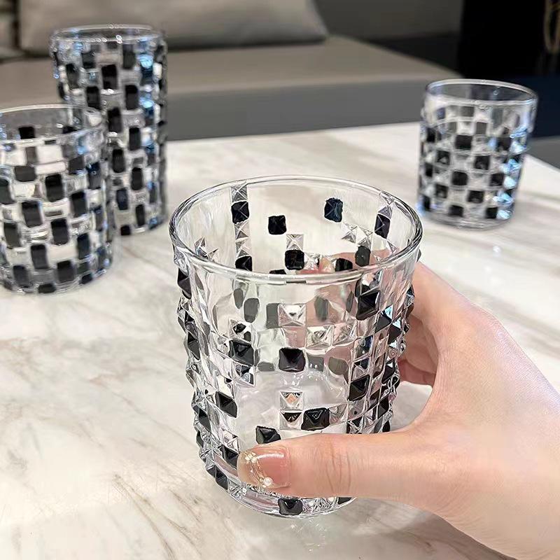Rainbow Sheen Hand-Painted Glass Cup - Bling Design for Summer