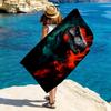 Dinosaur Bath Towel Suitable for Soft Microfiber Beach Pool Towel with Red Black Print, Quick-Dry Absorbent Swimming Accessory