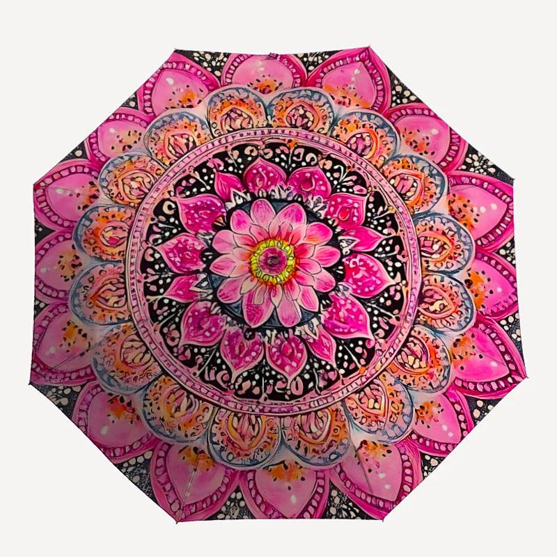 1pc Mandala Art Folding Umbrella | Elegant Design, Fashionable Accessory, Durable Construction, Sturdy Ribs yy251107016