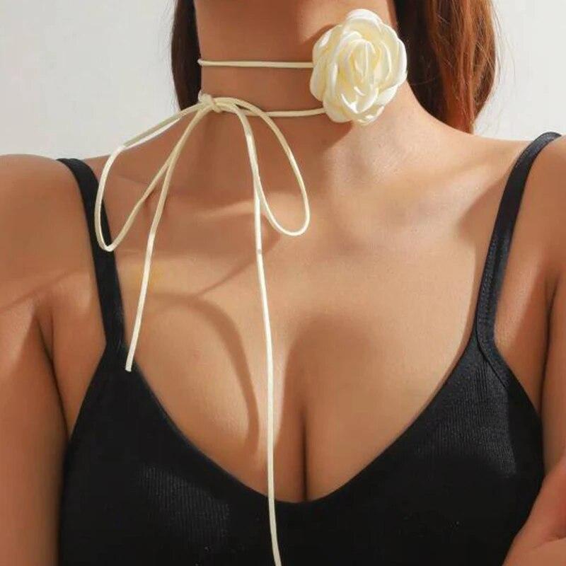 Exquisite Imitation Pearl Choker Necklace Fashionable Bow Tie Lace Up Velalvet Necklace Personality Simple Jewelry For Woman