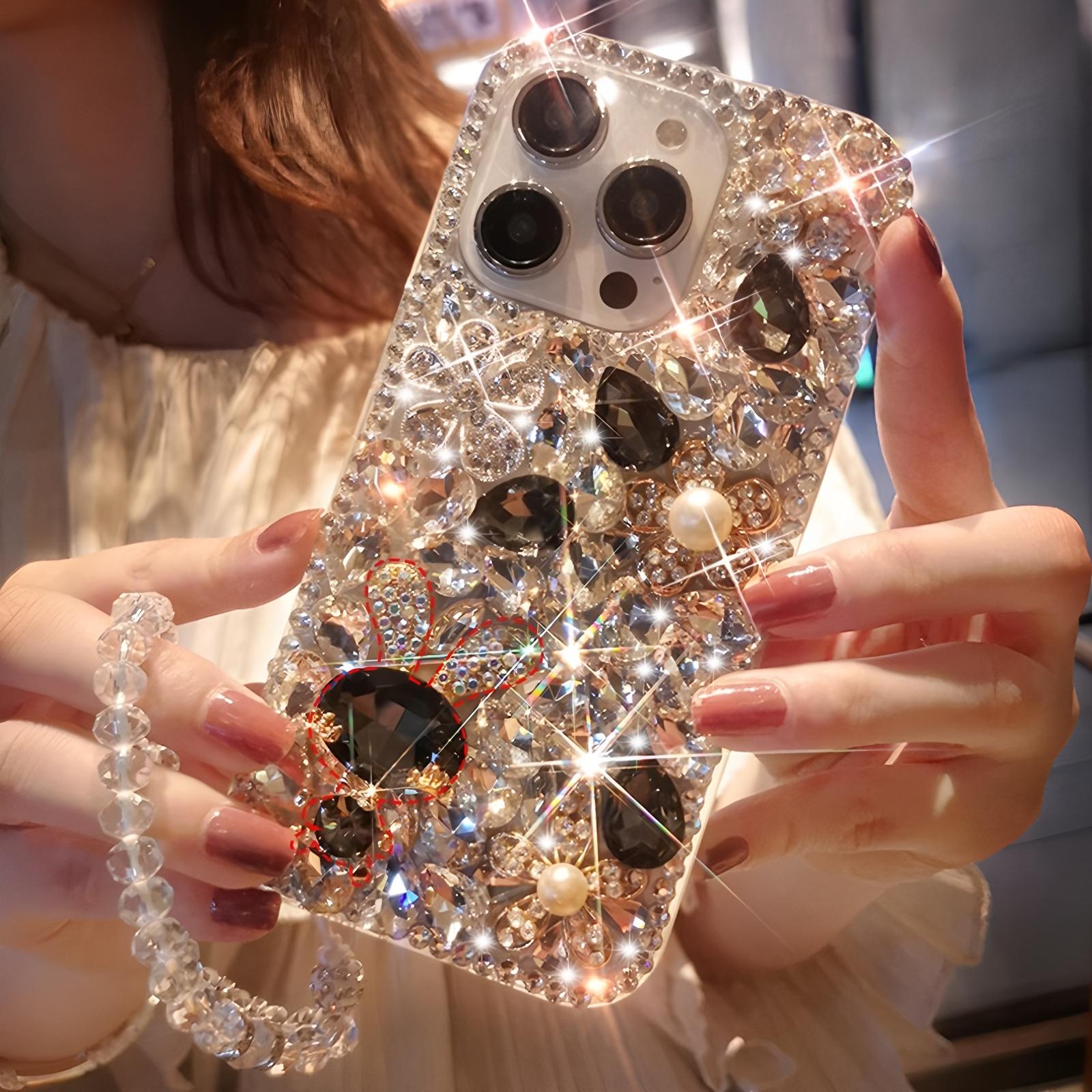 

Glitter Rhinestone Phone Case For Motorola Edge 60 Fusion 50 Neo Ultra Pro 40 Bling Crystal Diamond Floral Cover Motorola Edge 40 Neo чорний