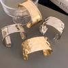 Personality Stainless Steel Irregular Glossy Liquid Metal Wide Opening Bangles Arm Ring for Women High Quality Designer Jewelry