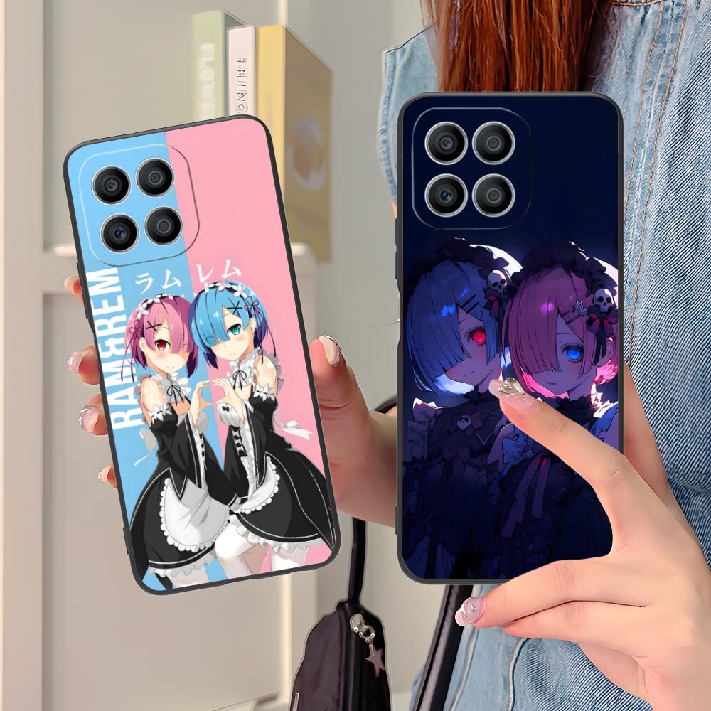 ReZero Rem Ram Matte TPU Mobile Phone Case for Honor 90 80 70 60 50 30 20 10 9 8 7 Pro S SE Lite 5G Colorful Printing Cover