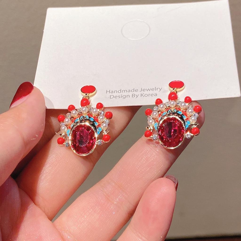 Chinese Style Earrings, Ethnic Style New Year Red Earrings, Female Silver Needles, Earrings, Copper Plated Genuine Gold, Personalized Jewelry