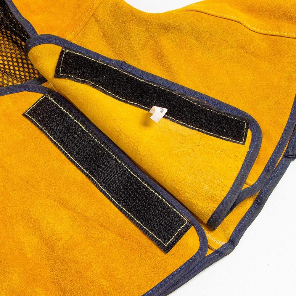 Svářečská kukla ze zlaté hovězinové dělené kůže se svařováním nákrčníku