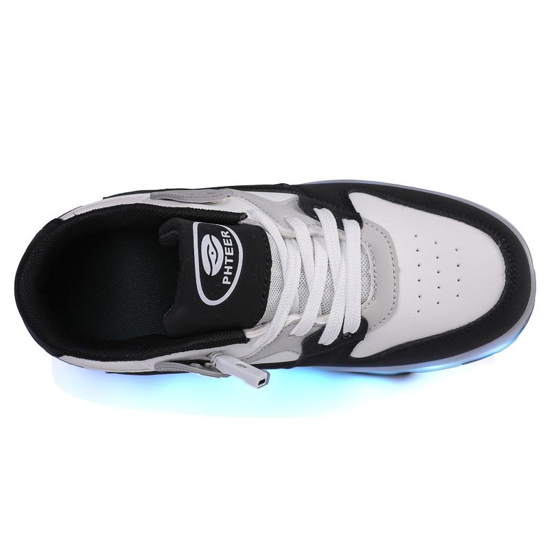 29-40 Kid's Lights Sports Shoes Rubbing Shoes Solid Magic Patch Can Charging Double-row Four-wheel Luminous Children Shoes