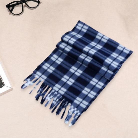 Unisex Winter Scarf Color Matching Plaid Print Tassel Thick Warm Soft Double-sided Plush Long And Wide Keep Warm Neck Protection Lady Fall Scarf