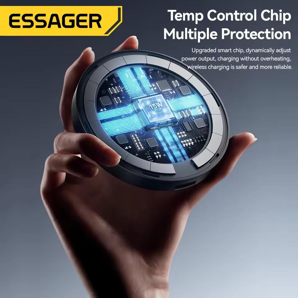 Essager 15W Magnetic Wireless Charger 2-in-1 Phone iWatch Dual Fast Charging Dock Station For iPhone 16 15 14 13 Huawei Samsung