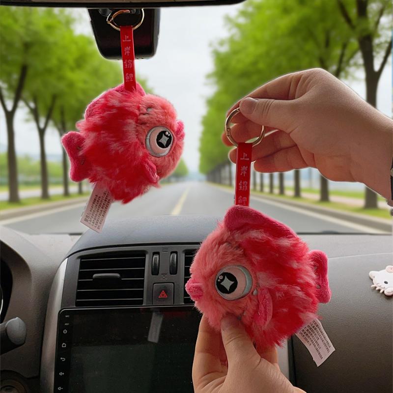 Cartoon Plush Red Koi Fish Keychain Lucky Carp Doll Bag Charm Pendant Car Key Backpack Decoration Gifts For Friends Family