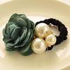 Fashion Women Hair Decoration Gifts Tissu Rose Fleur Cheveux Perles Hairband Queue De Cheval Titulaire Corde Anneau Accessoires