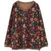 V Neck Loose Long Sleeve Knit T Shirts Tops Female Autumn Fashion Flowers Splices Pullover Tops Women Casual Outwear