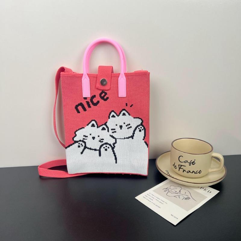 New large-capacity knitted bag, mobile phone bag, niche shoulder messenger bag, high-end, cartoon fashion handbag.
