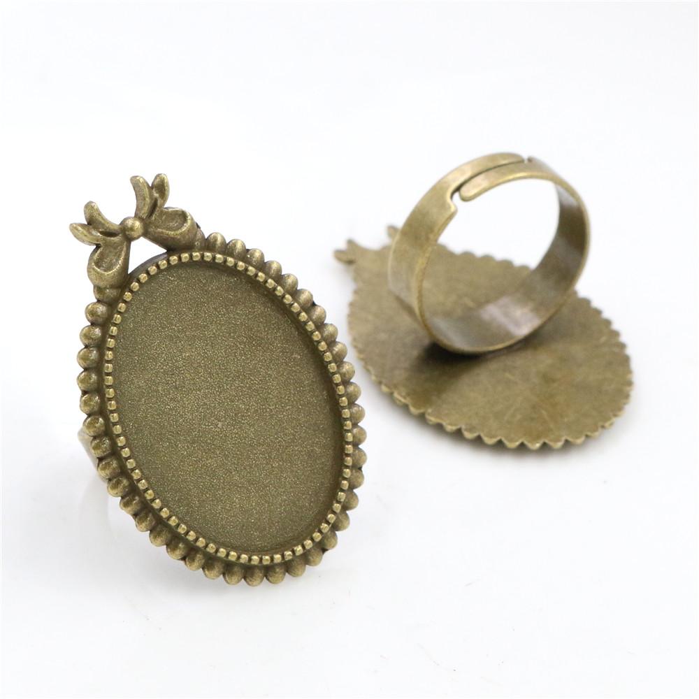 18x25mm 5pcs Antique Silver Plated/ Bronze/Black Brass Oval Adjustable Ring Settings Blank/Base,Fit 18x25mm Glass Cabochons
