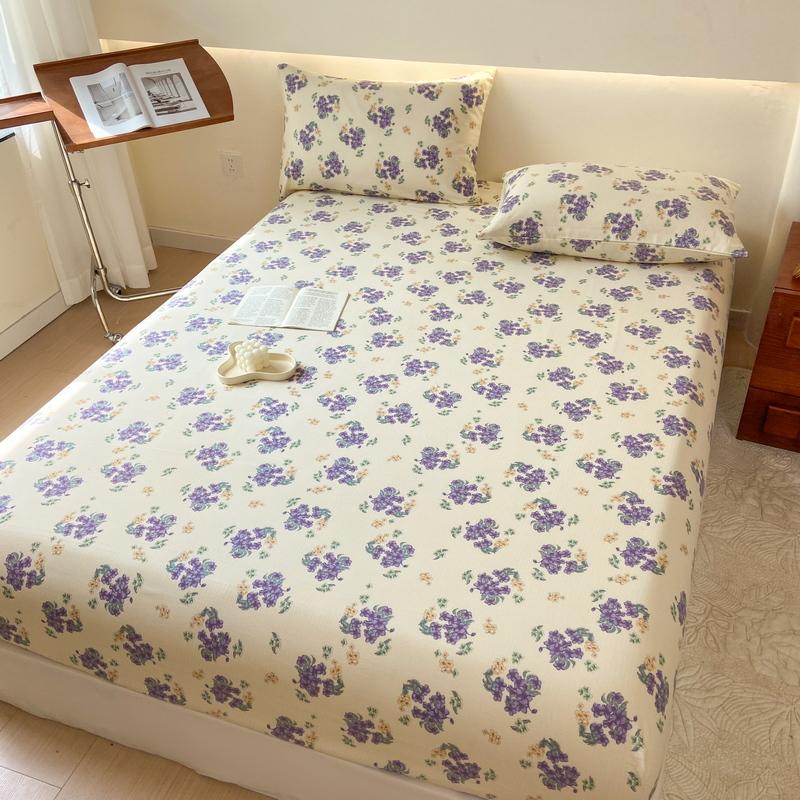 1 Stück Spannbettlaken Bedruckter Bettbezug Elastische Bettlaken für Zuhause Matratzenschoner Floraler Stil Bettwäsche (Kein Kissenbezug)