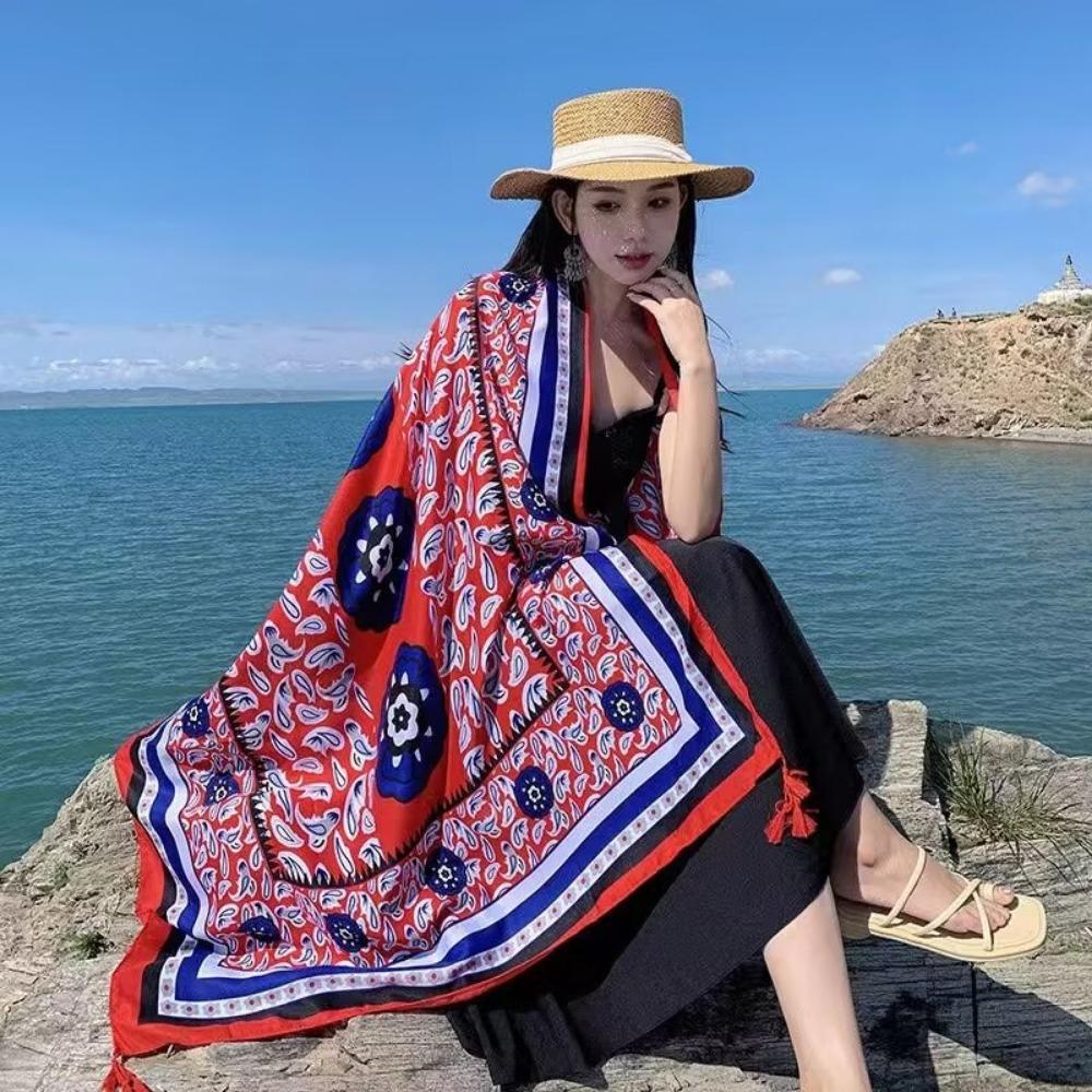 Chaka Salt Lake Great Northwest Tourism Ethnic Style Scarf Silk Scarf Women'S Summer Seaside Beach Shawl Sunscreen Thin