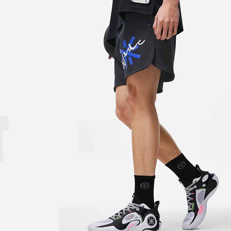 Li-Ning X Glare Wade Series Letter Print Elastic Waist Regular Fit Straight-Leg Casual Shorts Unisex Bottoms AKST323-1
