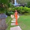 Vacation Orange Sexy Hollowed Mesh Sheer Fishbone Hip-hugging Fishtail Strapless Dress, Travel Outfit