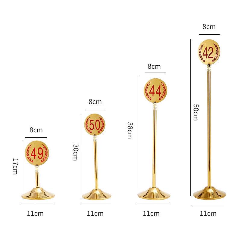 Gold-Plated Stainless Steel Double-Sided Table Number Plate for Restaurants