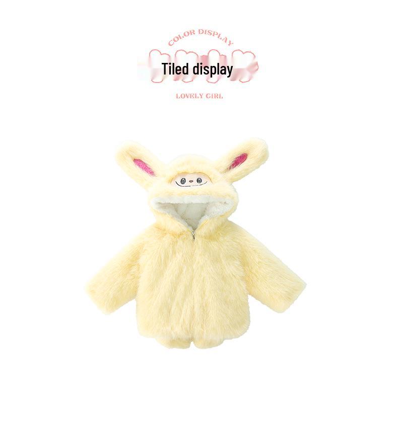 2025 Girls' Fleece-Lined Winter Coat - Thick, Cute Knitwear for Children