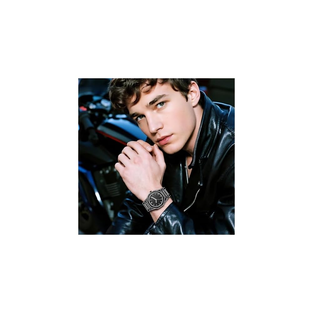 Men's Analog Quartz Watch Octagonal Design Waterproof Resin Strap Fashion Accessory