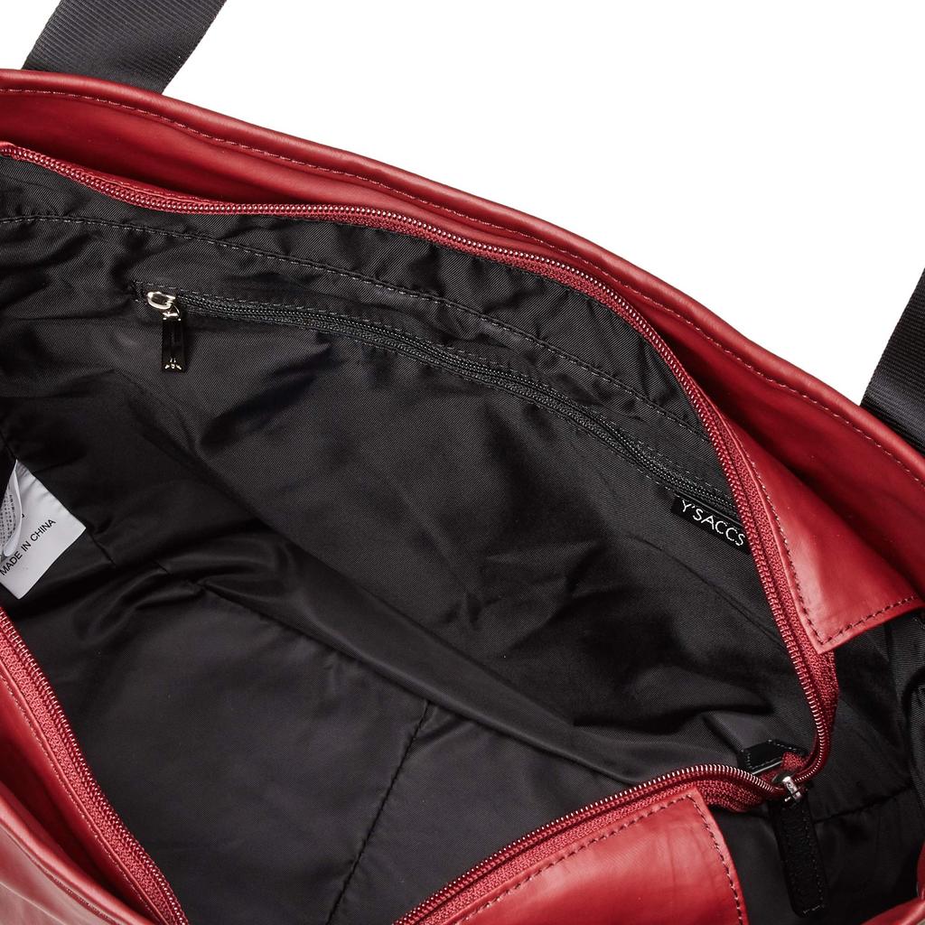 Polyurethane x cow leather casual tote M size Red [Isaac] Y92-03-03