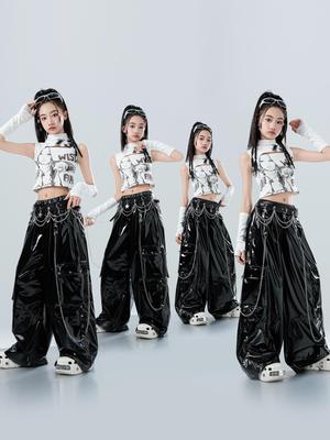 Cropped štíhlý kostým na jazzový tanec v korejském stylu pro dívky – Trendy oblečení na vystoupení a každodenní trénink