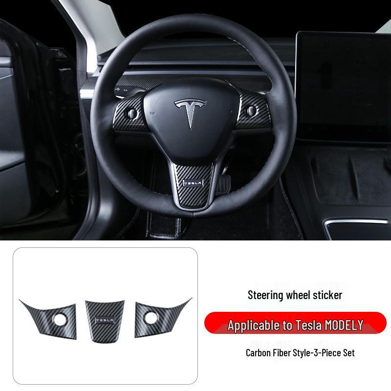 Tesla Model 3/Y Carbon Fiber Interior Console & Steering Wheel Trim