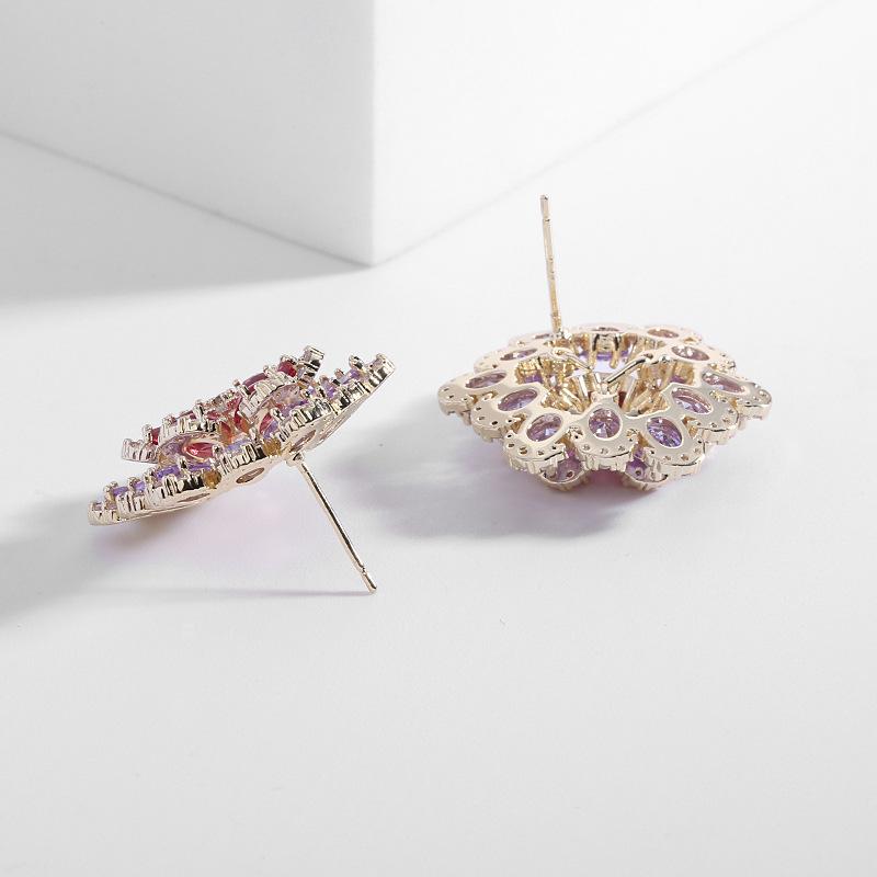 Elegante Damen-Ohrstecker mit Kamelie und Nadel aus S925er Silber, atemberaubender Zirkonia, romantischer Ohrschmuck für Partys