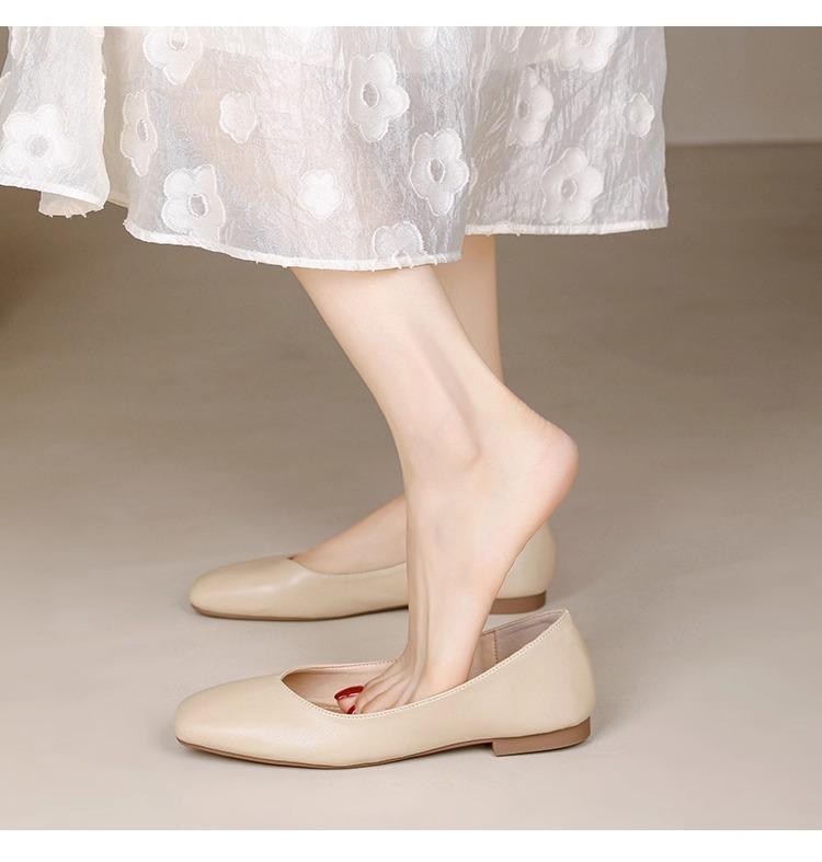 Lan Cabinet grandma shoes women's flat bottom spring and summer 2025 new shallow single shoes Doudou shoes gentle wind not tired feet women's shoes