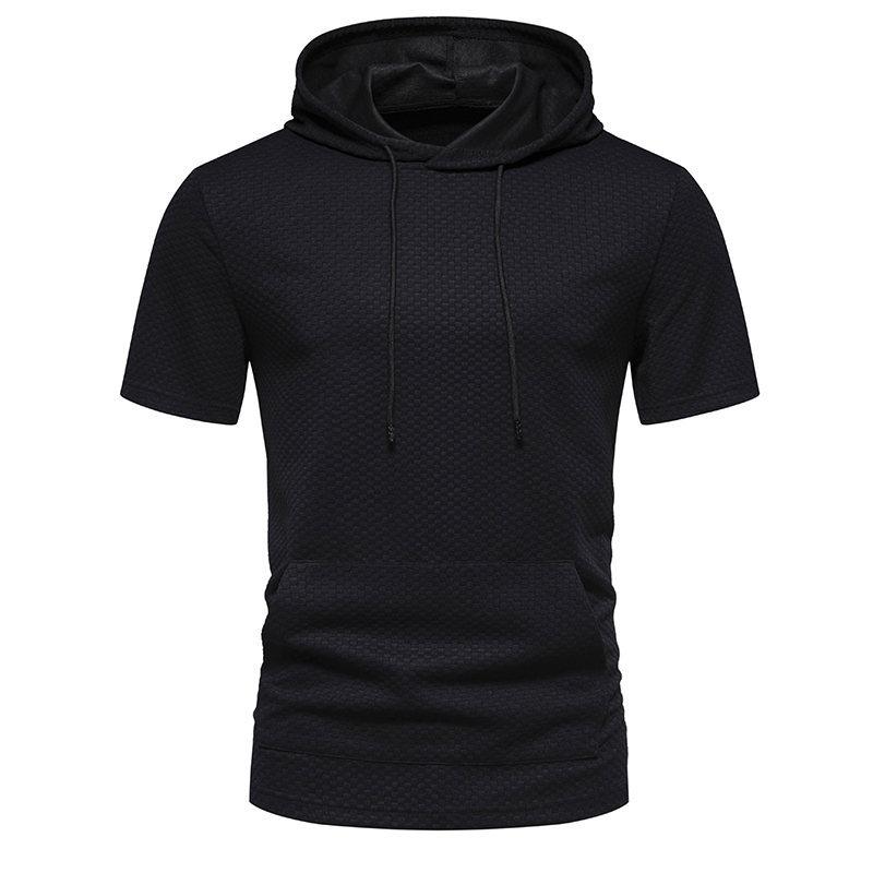 Men's Waffle Short Sleeve Hoodie Lightweight Pullover Summer Casual Hooded Sweatshirts Breathable T-Shirts Moisture Wicking Dry Fit Shirts for Men