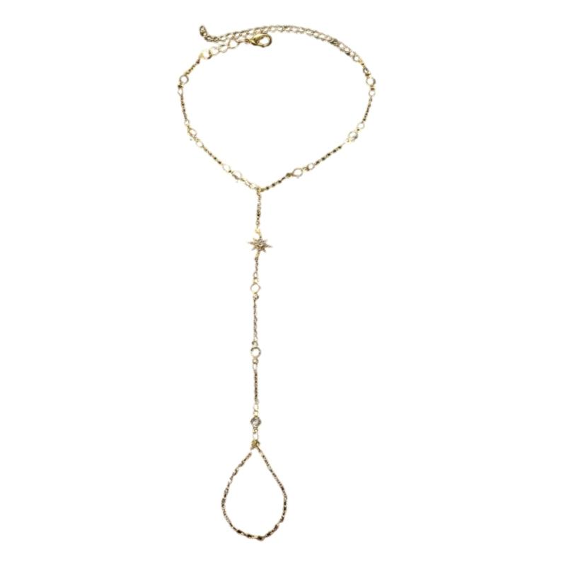 Adjustable Finger Decoration Bracelet Glittering Rhinestones Star Charm Hand Chain Jewelry Special Gifts for Women