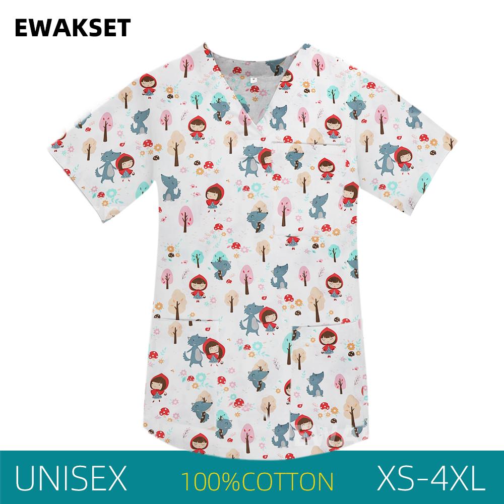 Woman's Scrub Medical Uniforms Printed Beauty Scrubs Tops Pants Nurse Spa Clothes Hospital Clinical Surgical Uniform Plus Size