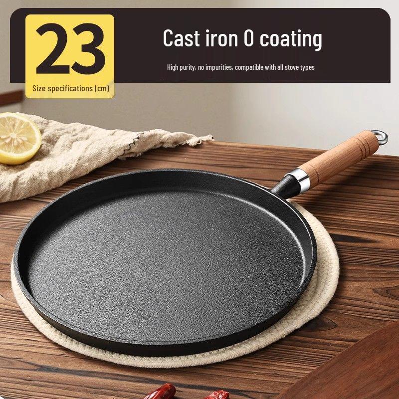Aozizi Non-Stick Cast Iron Pancake Pan - Thickened Flat-Bottom Household Frying Plate