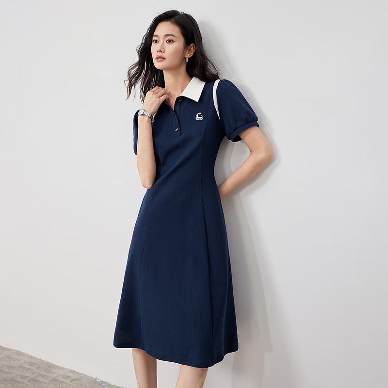 Chuyu Damen Colorblock Polo T-Shirt Kleid