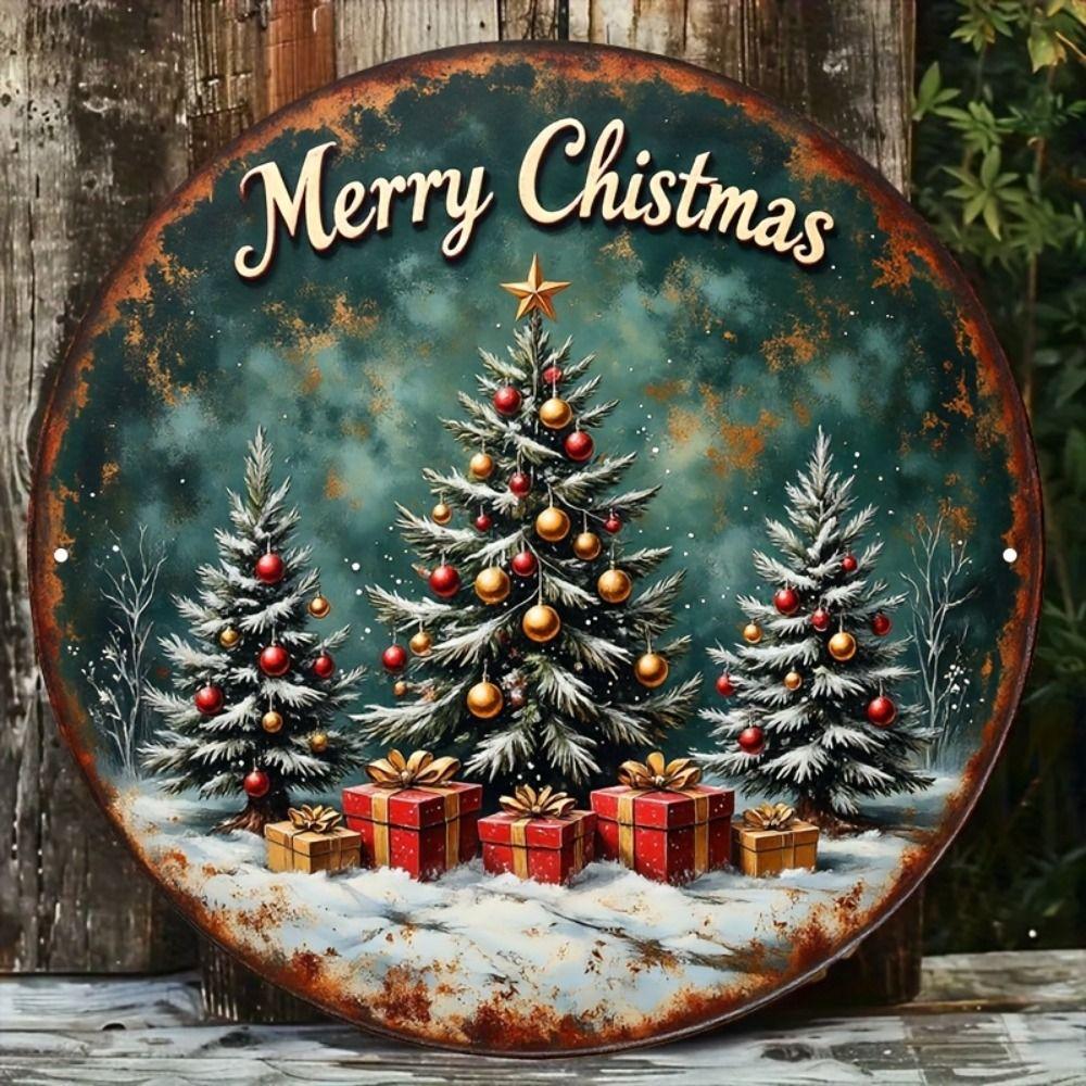 Vintage Metal Sign Blue Deer Merry Christmas Retro Tin Plate Wall Decor Home Holiday Gift 20 Cm