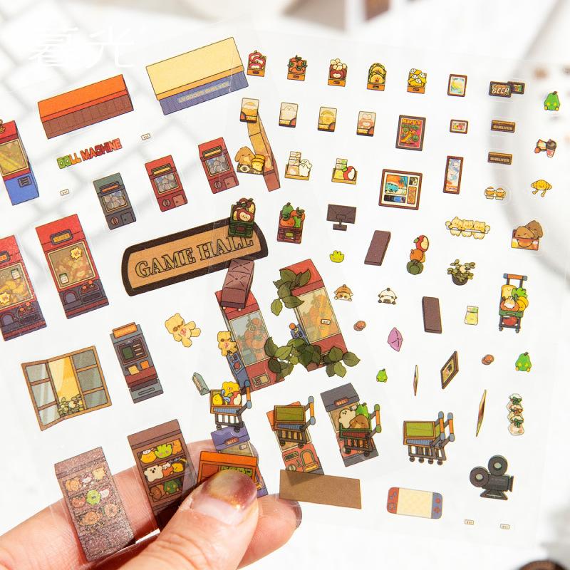 3 Pieces Miniature Scene 3D Fun Cabin Scenery Stickers, Cute Hut Designs & Strong Stereo Effect, Self-Adhesive for Journal DIY