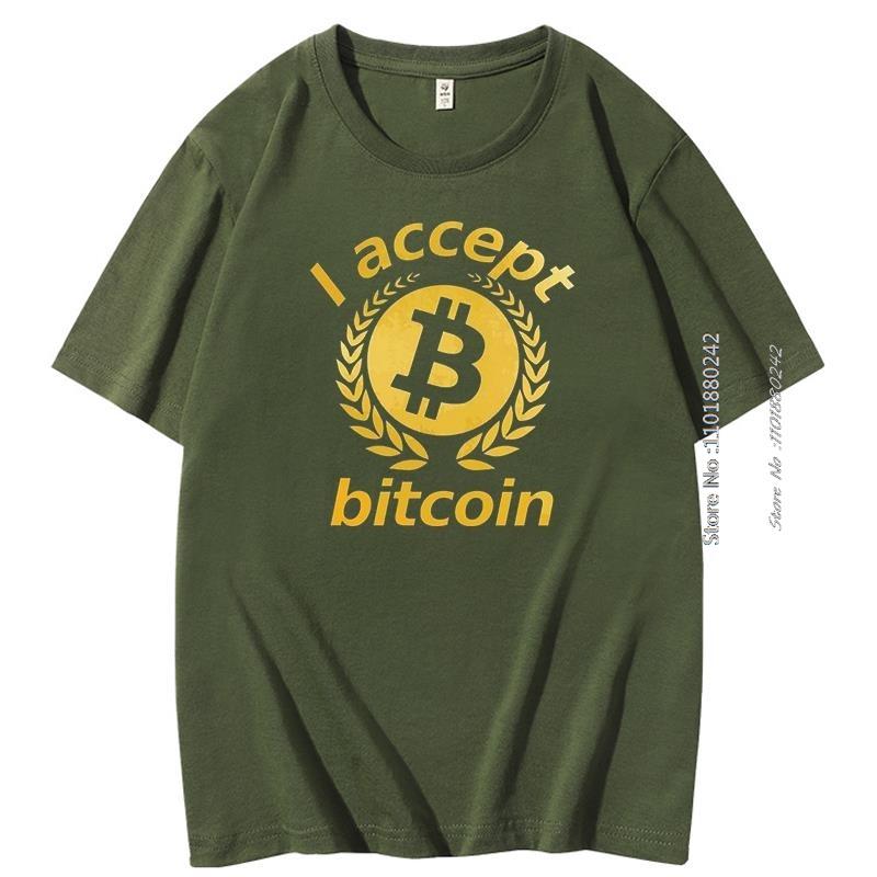 Accept I Bitcoin Short Sleeve Tshirt Graphic T Shirts Btc Cryptocurrency Crypto Blockchain Summer Streetwear Mens Clothing