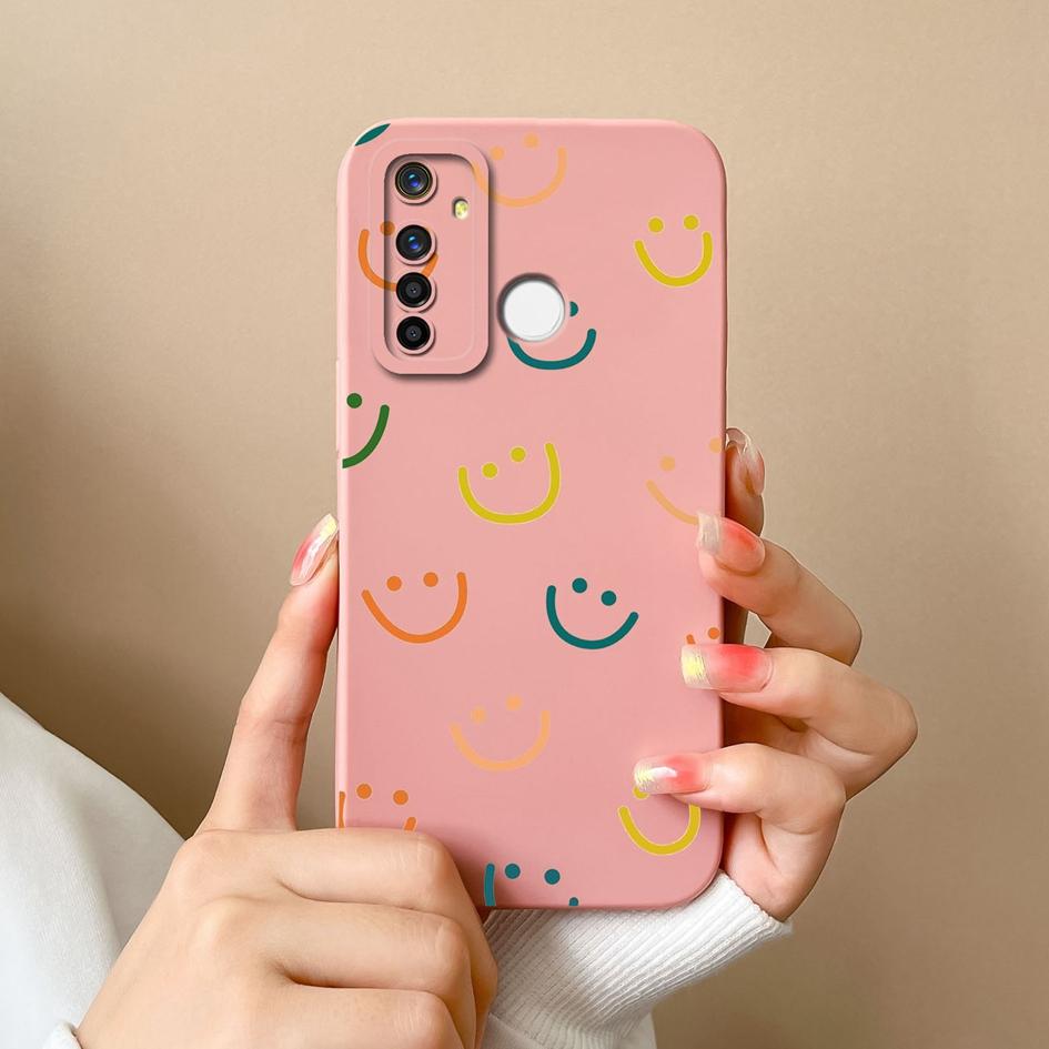 Für Oppo Realme Q3 Q3i V15 Q5i X2 X7 Q5 Q V13 A5 Pro F29 Handyhülle Pop-Etikettenmuster Weich Glatt Flüssigsilikon Linsenschutzhülle Für Oppo Hülle