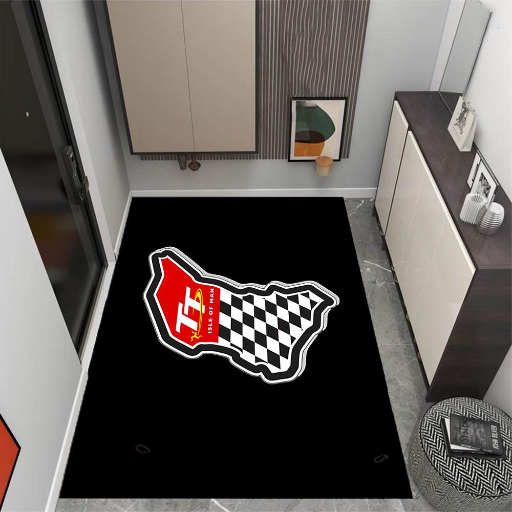 Isle Of Man Tt Course Map Themed Anti-Slip Rugs - Polyester Home Decor, Suitable for Bedrooms, Living Rooms, Doorways, Studios, and Decorations