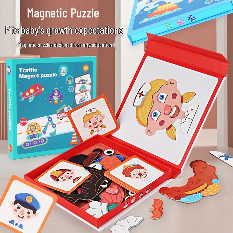 Cross-Border Children's Magnetic Educational Puzzle Set: Transportation, Characters, Ocean & Dress-Up Themes