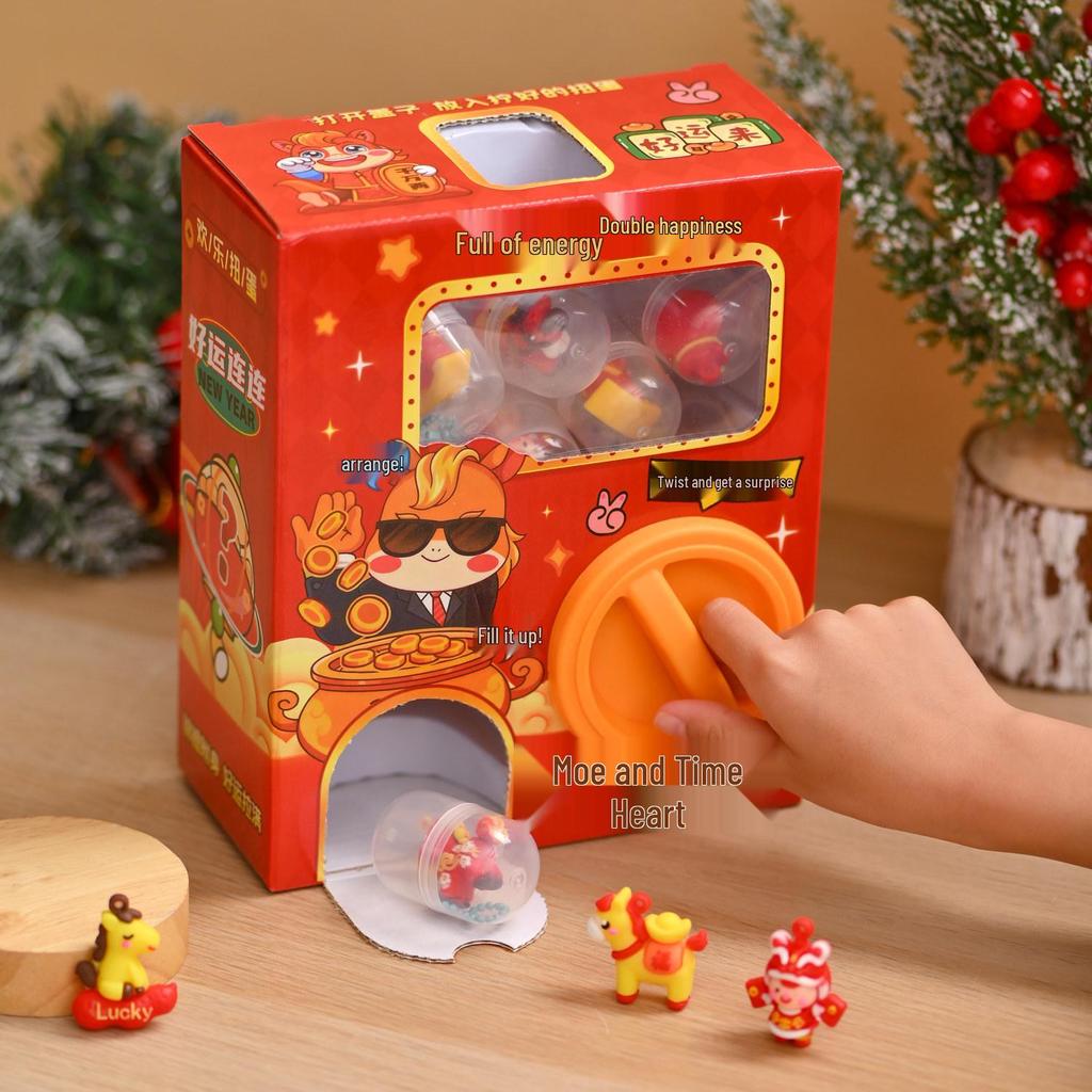 New Year Horse Capsule Toy Keychain - Cartoon Figure Blind Box for Kids' New Year Gift