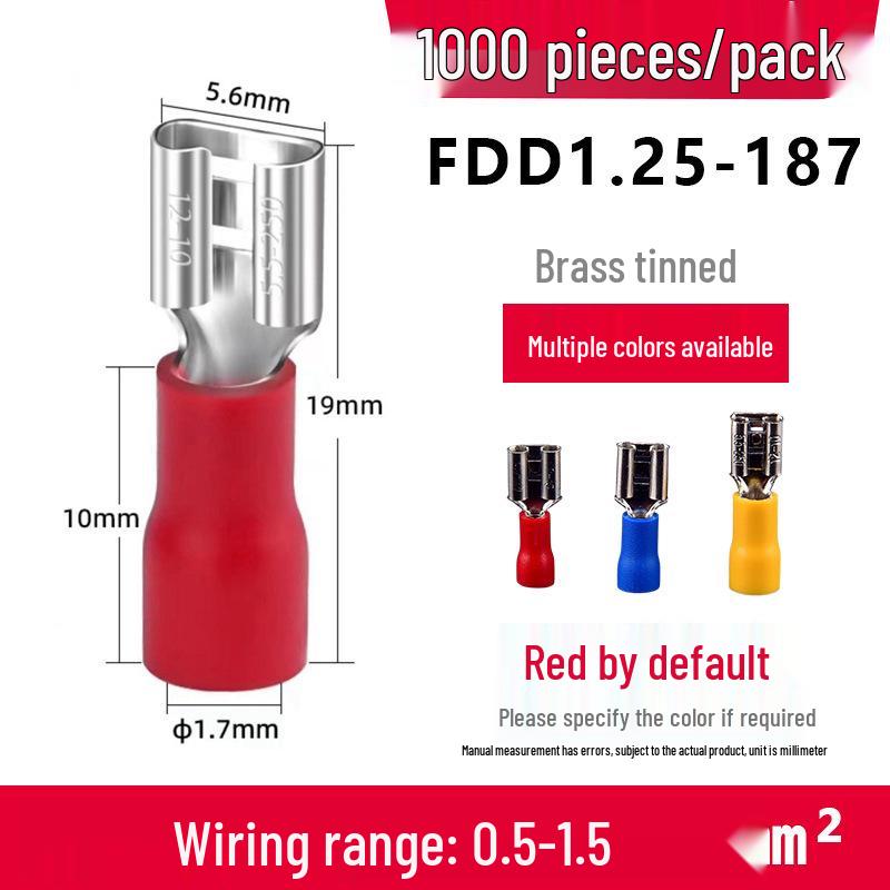 Brass Cold-Pressed FDD Female Pre-Insulated Terminal Insert Spring Wiring Connector with Copper Lugs