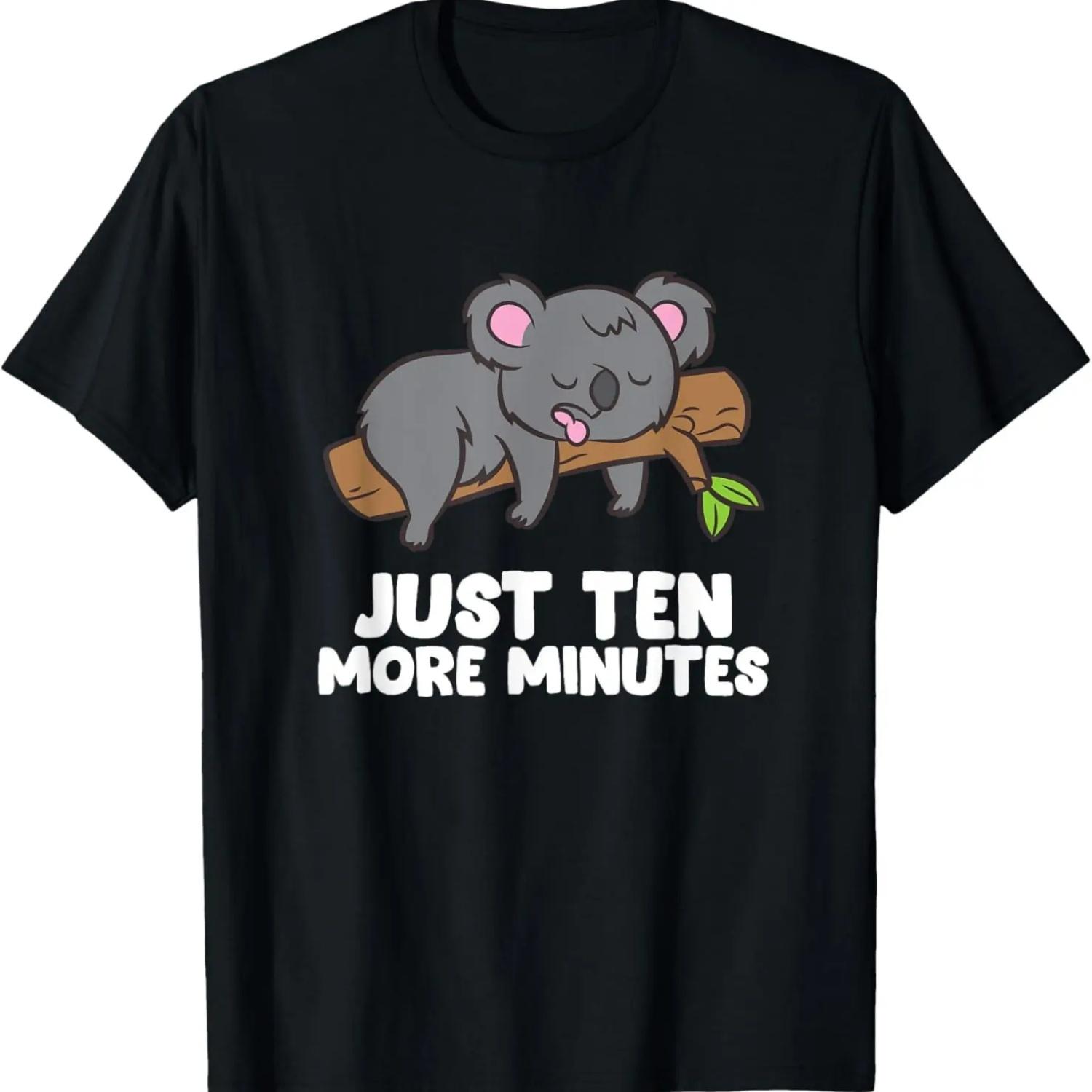 Koala Just Ten More Minutes Snooze Alarm Clock Sleep Pajama T-Shirt S