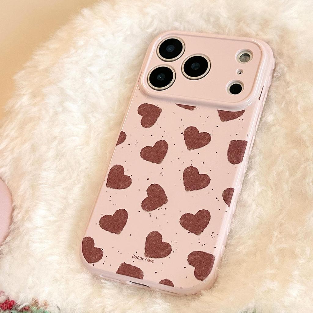 Creative Burgundy Heart-Shaped Phone Case for iPhone 17 and iPhone 17 Pro Max