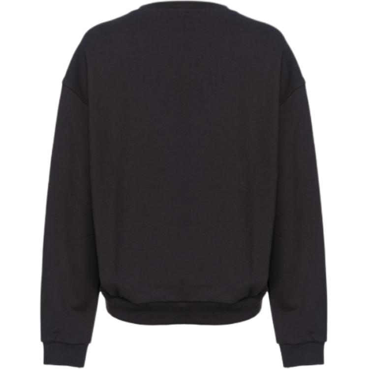 Pinko Solid Color Logo Heart Embroidery Round Neck Sweatshirt Women Sweatshirt Black 102199A1TM-Z99