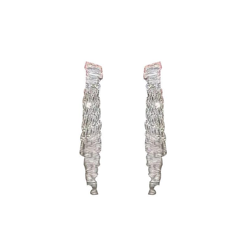 Sparkling long tassel silver without ear holes temperament stud earrings light luxury niche ear clips mosquito coil disc high sense