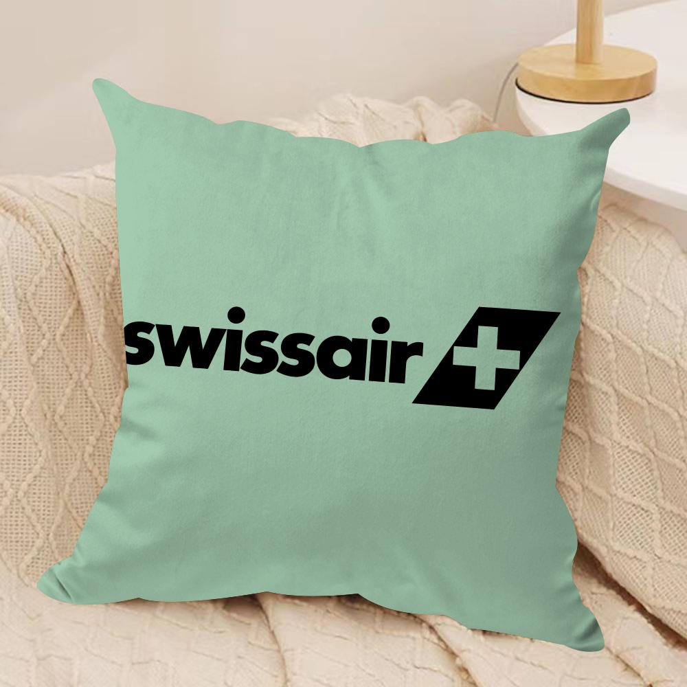 Swiss Airlines S-Swissair Cushion Cover Soft Plush Fabric Double-Sided Printed Sofa Cushion Cover for All Seasons Home DecorGift