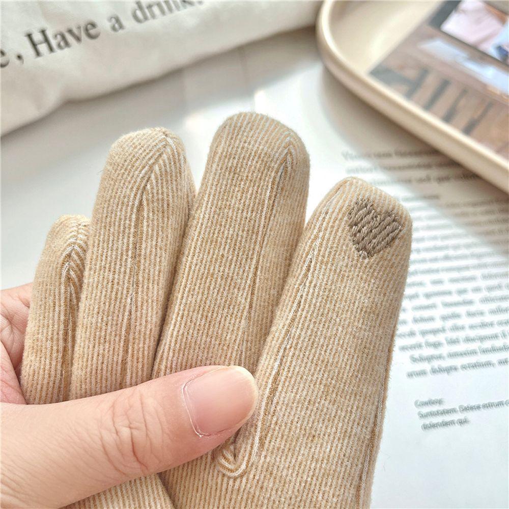 Korean Style Gloves Full Finger Gloves  Driving Mitten Autumn Winter Female Gloves