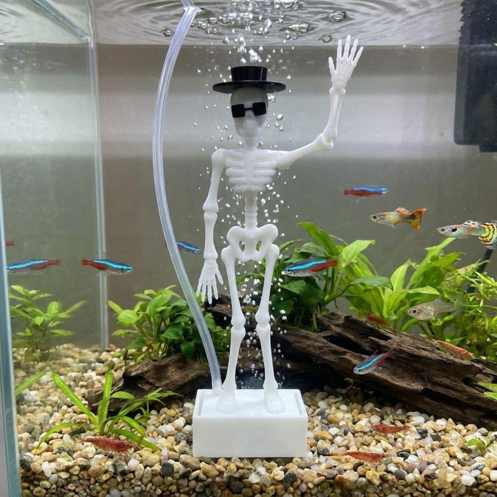 Wear Hat Sunglasses Fish Tank Dance Skull Ornament Movable Oxygen Skeleton  Aquariums Enthusiasts